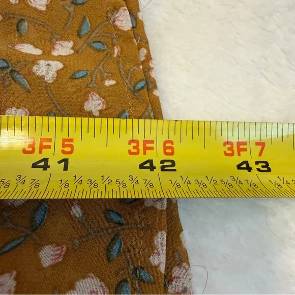 Piper & Scoot Floral Mustard Midi Button Up V Neck Dress - Picture 14 of 14